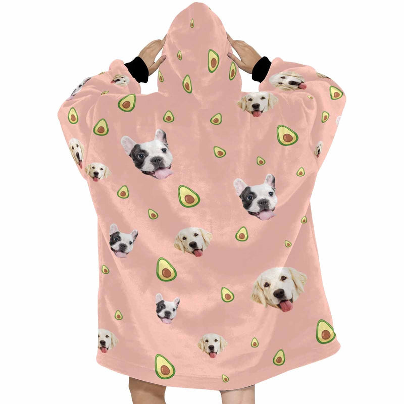 FacePajamas Pajama Men / Pink Custom Pet Face Blanket Hoodie Personalized Oversized Hoodie Fleece Blanket Warm Hoodie Dog Lover Gift