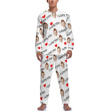 FacePajamas Pajama Men's Crew Neck Long Pajama Set / White / S [TikTok Hot Selling] Custom Face I Love You Men's Pajamas Personalized Photo Sleepwear Sets
