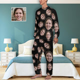 FacePajamas Pajama Men / S Custom Face Cute Black Crewneck Long Sleeve Pajama Set Personalized Photo Sleepwear Sets Nightwear for Men&Women