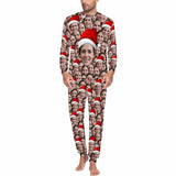 FacePajamas Pajama Men/S Custom Face Seamless Christmas Hat Sleepwear Personalized Family Slumber Party Matching Long Sleeve Pajamas Set