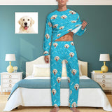 FacePajamas Pajama Men/S Custom Pet Dog's Face Paw & Bone Sleepwear Personalized Family Matching Long Sleeve Pajamas Set