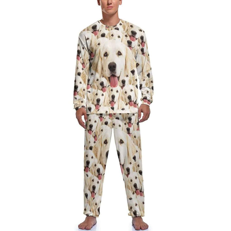 FacePajamas Pajama Men/S Dog Face Pajamas Custom Pet's Face Seamless Family Matching Long Sleeve Pajama Set Personalized Photo Loungewear
