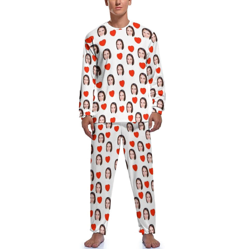 FacePajamas Pajama Men/S Family Matching Pajamas Custom Face Love Heart Sleepwear Personalized Family Matching Long Sleeve Pajama Set