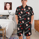 FacePajamas Pajama Men's Short Set / S Custom Face Pajamas Personalized I Love You Men's V-Neck Short Sleeve Pajama Set Valentines Day Gift