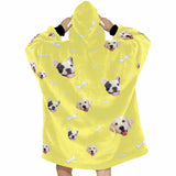 FacePajamas Pajama Men / Yellow Custom Pet Face Blanket Hoodie Personalized Oversized Hoodie Fleece Blanket Warm Hoodie Dog Lover Gift