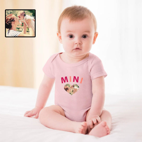 FacePajamas Mother-kid Pajamas Newborn Baby Jumpsuit Custom Face Mama And Mini Pink Baby Bodysuit Personalized Mother-kid Matching Nightwear Mother's Day & Birthday Gift