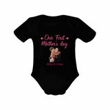 FacePajamas 387560669431 Newborn Baby Jumpsuit Custom Face Our First Mother's Day Black Baby Bodysuit Personalized Mother-kid Matching Nightwear Mother's Day & Birthday Gift
