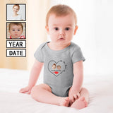 FacePajamas Mother-kid Pajamas Newborn Baby Jumpsuit Custom Face Our First Mother's Day Grey Baby Bodysuit Personalized Mother-kid Matching Nightwear Mother's Day & Birthday Gift
