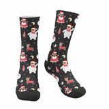 FacePajamas Sublimated Crew Socks One Size Custom Christmas Socks Personalized Funny Face Elk Photo Socks Gift for Christmas