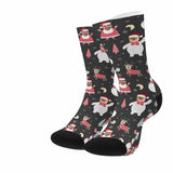 FacePajamas Sublimated Crew Socks One Size Custom Christmas Socks Personalized Funny Face Elk Photo Socks Gift for Christmas