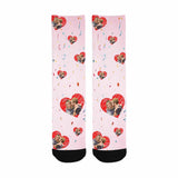 FacePajamas Sublimated Crew Socks One Size Custom Couple Face Socks Personalized Love Heart Sublimated Crew Socks Unisex Gift for Men Women