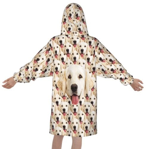FacePajamas Pajama One Size Custom Dog's Face Seamless Kids Hooded Pajama Fleece Loungewear