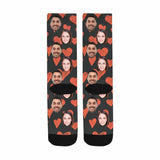 FacePajamas Sublimated Crew Socks One Size Custom Face Couple Socks Personalized Photo Love Heart Sublimated Crew Socks
