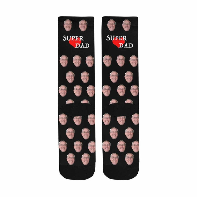 FacePajamas Sublimated Crew Socks One Size Custom Face Love Socks Personalized Photo Super Dad Sublimated Crew Socks