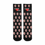 FacePajamas Sublimated Crew Socks One Size Custom Face Love Socks Personalized Photo Super Dad Sublimated Crew Socks