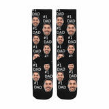 FacePajamas Sublimated Crew Socks One Size Custom Face Number One Dad Socks Personalized Photo Sublimated Crew Socks