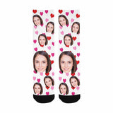 FacePajamas Sublimated Crew Socks One Size Custom Face on Socks Heart Personalized Sublimated Crew Socks for Women Customize Funny Photo Socks Gift for Family Friends