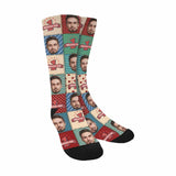 FacePajamas Sublimated Crew Socks One Size Custom Face Socks Personalized Love Heart Sublimated Crew Socks Unisex Gift for Men Women