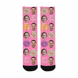 FacePajamas Sublimated Crew Socks One Size Custom Face Socks Print Your Photo Best Personalized Love Words Sublimated Crew Socks