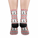 FacePajamas Sublimated Crew Socks One Size Custom Face Sublimated Crew Socks Red Pattern Personalized Photo Socks Gift for Christmas