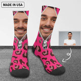 FacePajamas Sublimated Crew Socks One Size Custom Face Zipper Pink Camo Sublimated Crew Socks Personalized Picture Socks Unisex Gift for Men Women
