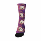 FacePajamas Sublimated Crew Socks One Size Custom Pet Socks Dog Face Galaxy Love Socks Printed Photo Personalized Sublimated Crew Socks Unisex Gift for Men Women