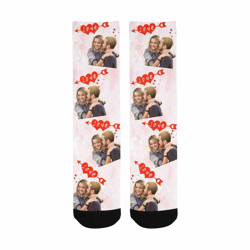 FacePajamas Sublimated Crew Socks One Size Custom Photo Socks Design Your Own Socks with Pictures Personalized Photo Love Couple Sublimated Crew Socks