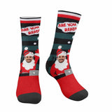 FacePajamas Sublimated Crew Socks One Size Custom Preparing Christmas Face Socks Personalized Funny Photo Socks Gift for Christmas