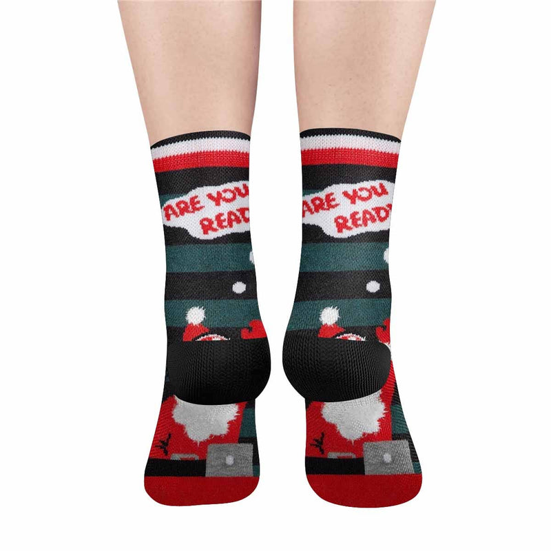 FacePajamas Sublimated Crew Socks One Size Custom Preparing Christmas Face Socks Personalized Funny Photo Socks Gift for Christmas