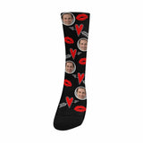 FacePajamas Sublimated Crew Socks One Size Custom Socks with Face Personalized Photo Heart Sublimated Crew Socks Unisex Gift for Men Women