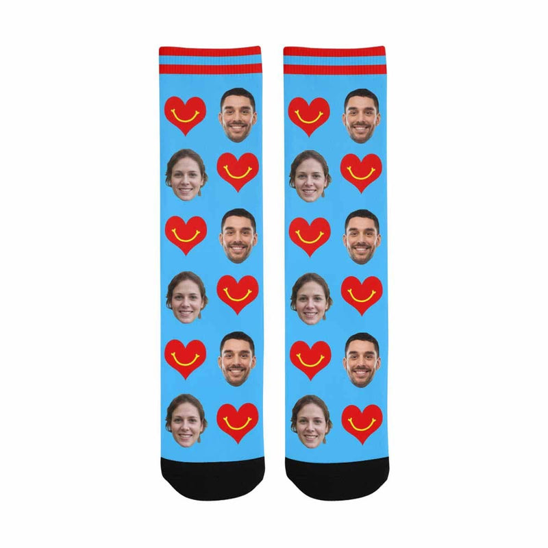 FacePajamas Sublimated Crew Socks One Size Custom Socks with Face Personalized Photo Love Sublimated Crew Socks