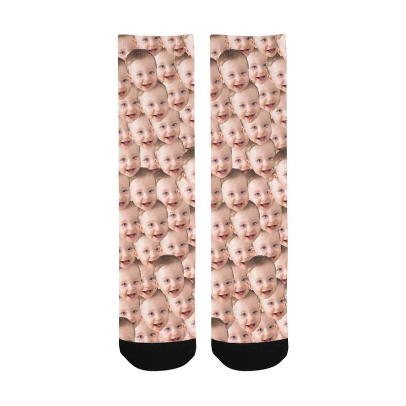 FacePajamas Sublimated Crew Socks One Size Face Printed on Socks Seamless Sublimated Crew Socks Personalized Picture Socks Unisex Gift for Men Women