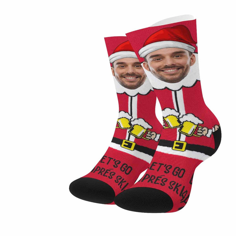 FacePajamas Sublimated Crew Socks One Size Personalized Funny Photo Socks Custom Christmas Sublimated Crew Socks Gifts