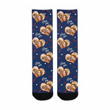 FacePajamas Sublimated Crew Socks One Size Personalized Photo Couple Socks Custom Love Sublimated Crew Socks Unisex Gift for Men Women