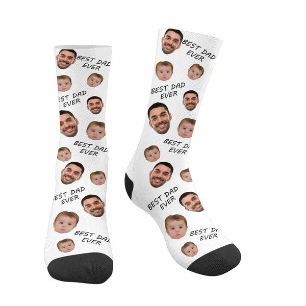FacePajamas Sublimated Crew Socks One Size / White [Made In AU] Personalized Photo Socks Custom Face Best Dad Ever Father's Day Sublimated Crew Socks