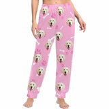 FacePajamas Pajama Shirt&Pants Pajama Pants / XS Custom Face Pet Dog Bone Pink Long Pajama Shirt&Pants Personalized Women's Slumber Party Sleepwear