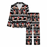 FacePajamas Pajama Pajama Set / Black / XS Custom Face Christmas Snowflake Tree Women's Long Pajama Set Pajama Top&Pajama Bottom