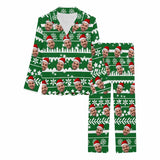 FacePajamas Pajama Pajama Set / Green / XS Custom Face Christmas Snowflake Tree Women's Long Pajama Set Pajama Top&Pajama Bottom