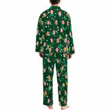 FacePajamas Pajama Shirt&Pajama Pants-Custom Face Pajamas Halloween Theme Men's Sleepwear Personalized Photo Men's V-Neck Long Pajama Set