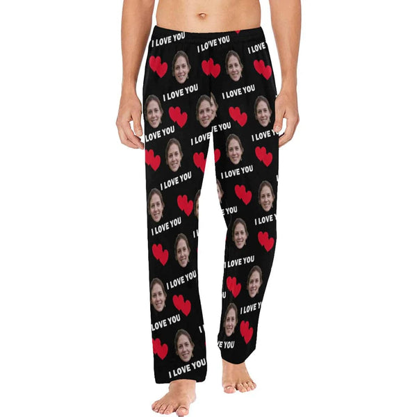 FacePajamas Pajama Shirt&Pants Pajama Trousers / S Custom Girlfriend Face Long Pajama Pants I Love You Personalized Men's Slumber Party Sleepwear