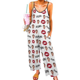 FacePajamas Pajama-2ML-SDS Persoanlized Sleepwear Custom Photo Funny Loungewear With Faces On Them Women's Red Lips  Suspender Jumpsuit Loungewear