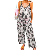 FacePajamas Pajama-2ML-SDS Persoanlized Sleepwear Custom Photo Funny Loungewear With Pet's Faces On Them Women's Suspender Jumpsuit Loungewear
