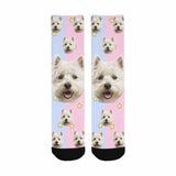 FacePajamas Sublimated Crew Socks Personalised Pet Socks Pink Funny Custom Dog Face Socks Printed Photo Pet Socks Sublimated Crew Socks