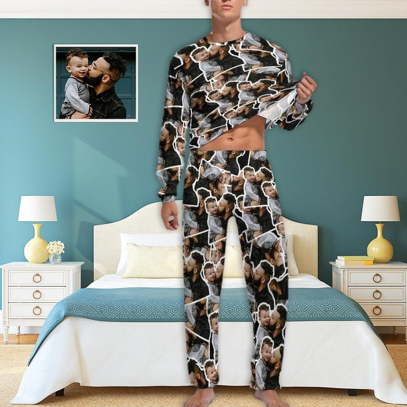 FacePajamas Pajama Personalized Men's Pajamas Custom Photo Loungewear Seamless Dad Love Son Pajama Set For Men