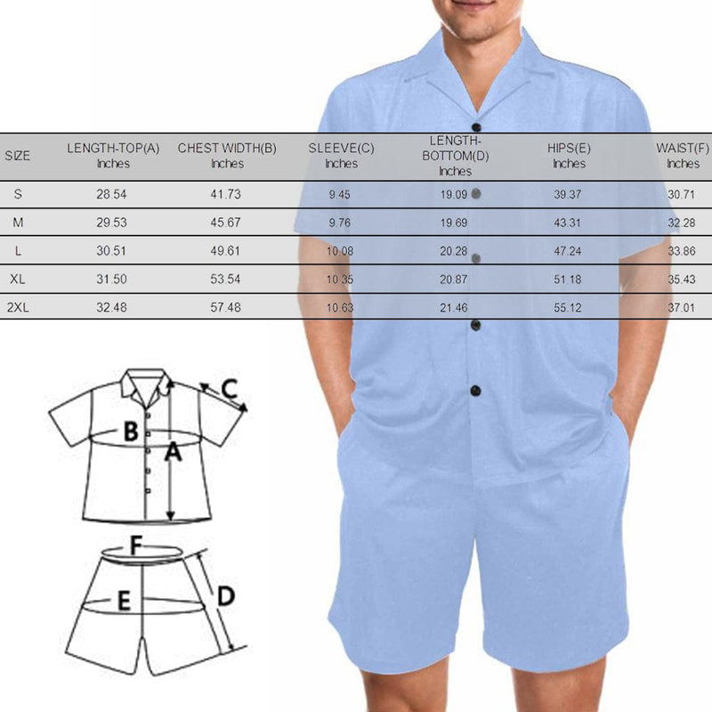FacePajamas Pajama Personalized Photo Pajamas For Men Summer Loungewear Custom Leaves Men's V-Neck Short Sleeve Pajama Set
