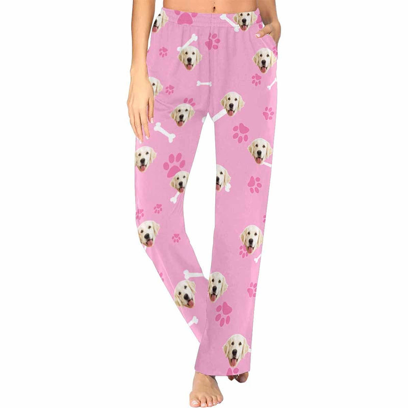 FacePajamas Pajama Pink Pants / XS Custom Photo My Pet Dog Sleepwear Personalized Women's Slumber Party Long Pajama Shirt&Pants