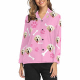 FacePajamas Pajama Pink Shirt / XS Custom Photo My Pet Dog Sleepwear Personalized Women's Slumber Party Long Pajama Shirt&Pants