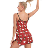 FacePajamas Pajama #Plus Size Pajama Set-Custom Face Pajamas Love Red Sleepwear Personalized Women's Sexy Cami Pajama Set Honeymoon Gift for Her