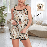 FacePajamas Pajama #Plus Size Pajama Set-Custom Pet Face Plus Size Women's Sexy Cami Pajamas Set