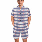 FacePajamas Pajama Purple / S Custom Name Love Seamless Pajamas for Him Summer Loungewear Personalized Men's V-Neck Short Sleeve Pajama Set